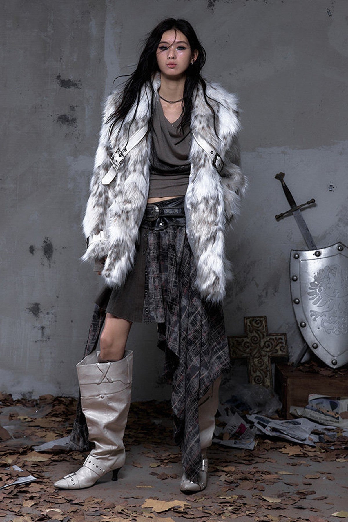 Large Lapel Faux Fur Coat