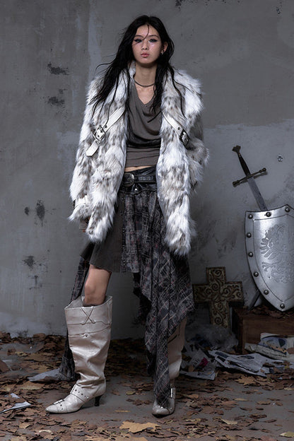 Large Lapel Faux Fur Coat