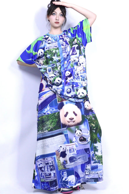 Panda Print Spaghetti Strap Dress