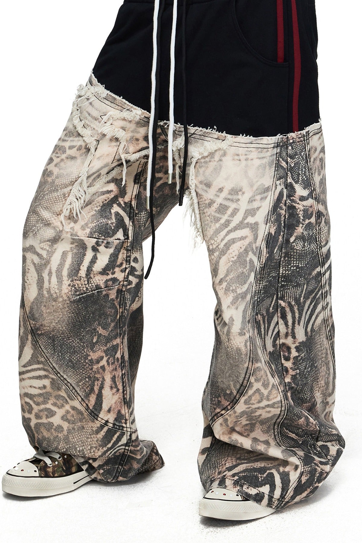 Brown Animal Print Curved Pants