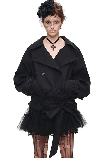 Ensemble jupe plissée taille mi-basse à volants superposés