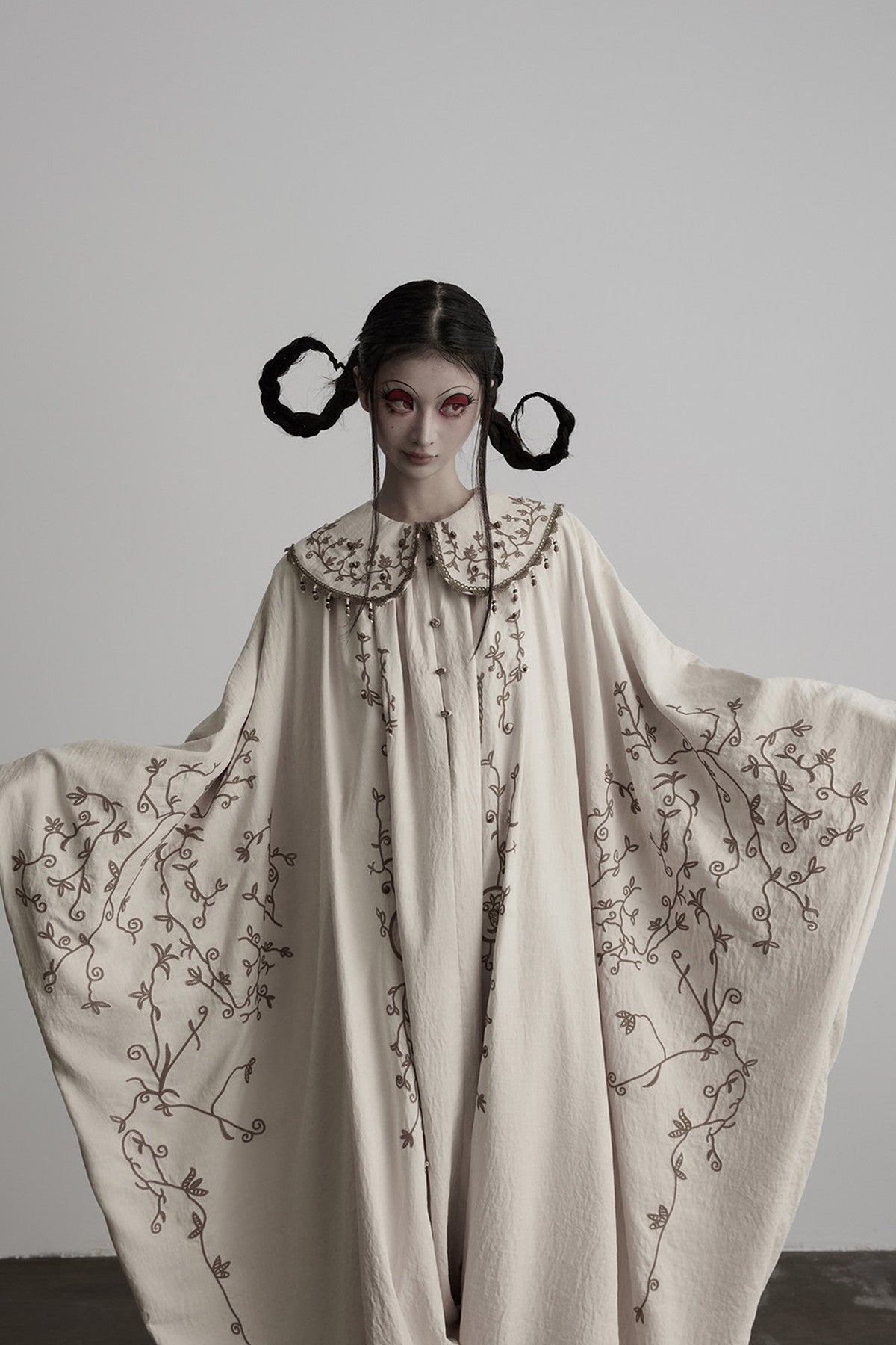 Heavy Embroidery Beading Batwing Jumpsuit