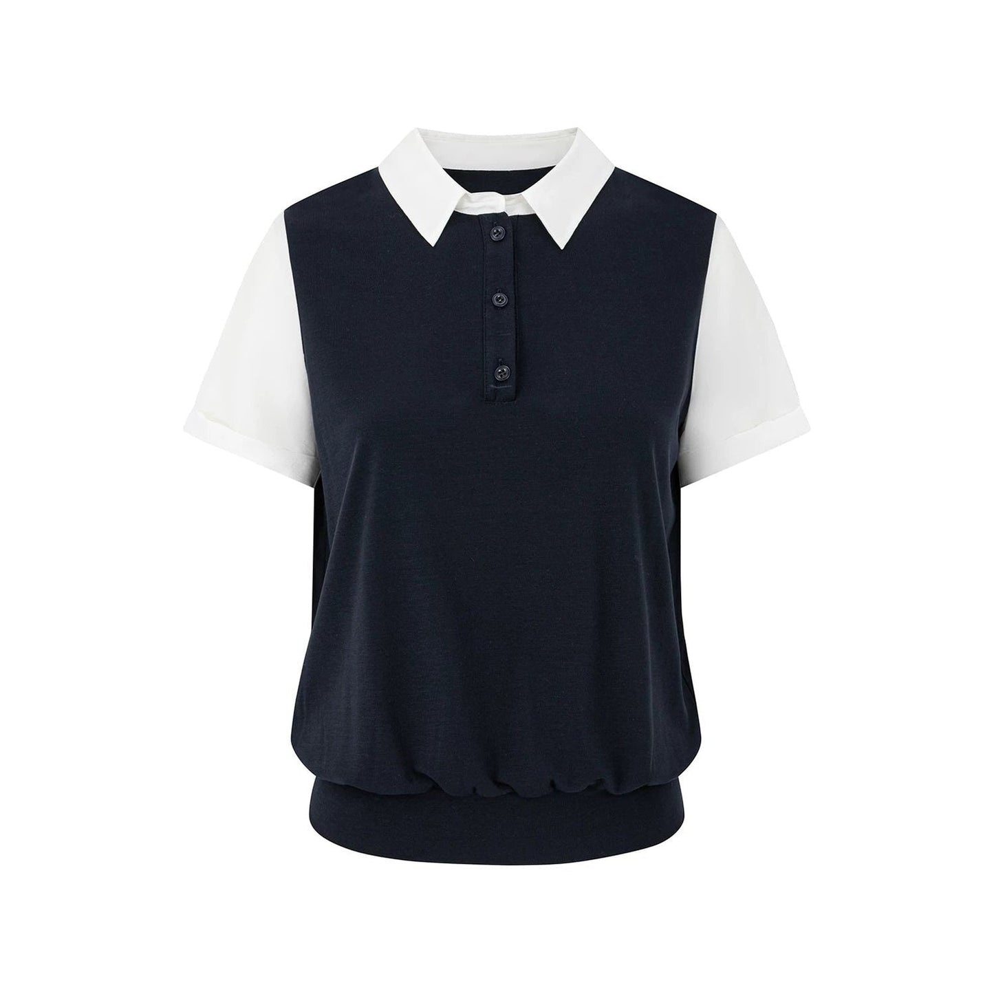 Contrast Patchwork Polo Top Set-Up
