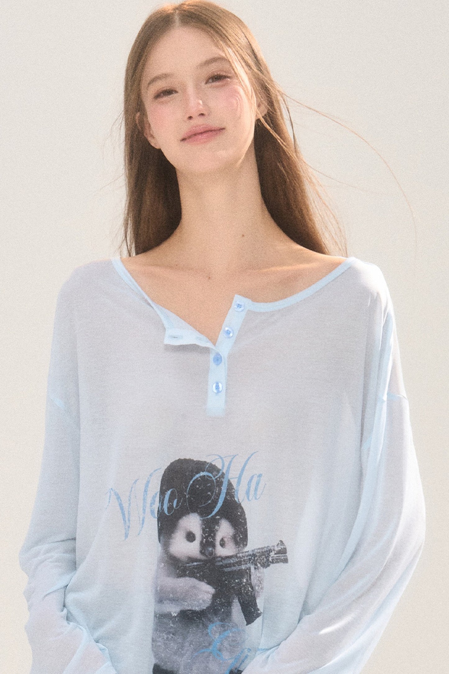 Cool Printed Loose Long Sleeve Blouse
