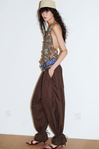 Retro Solid Color Balloon Pants