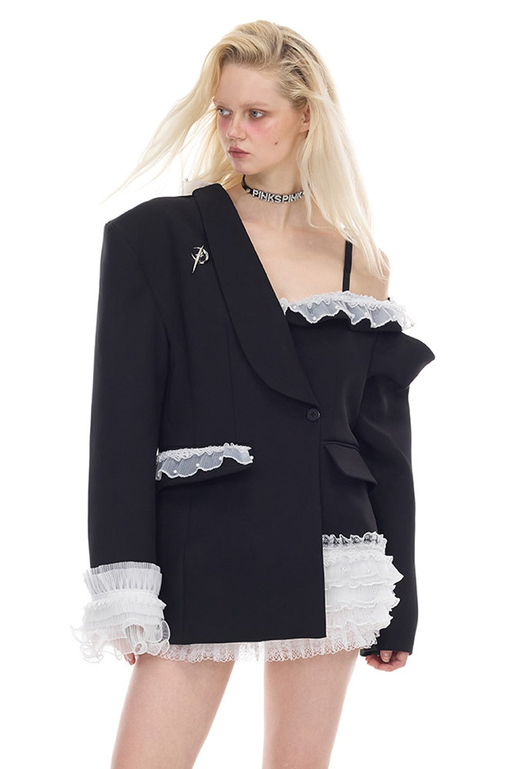 Asymmetrical Lace Blazer