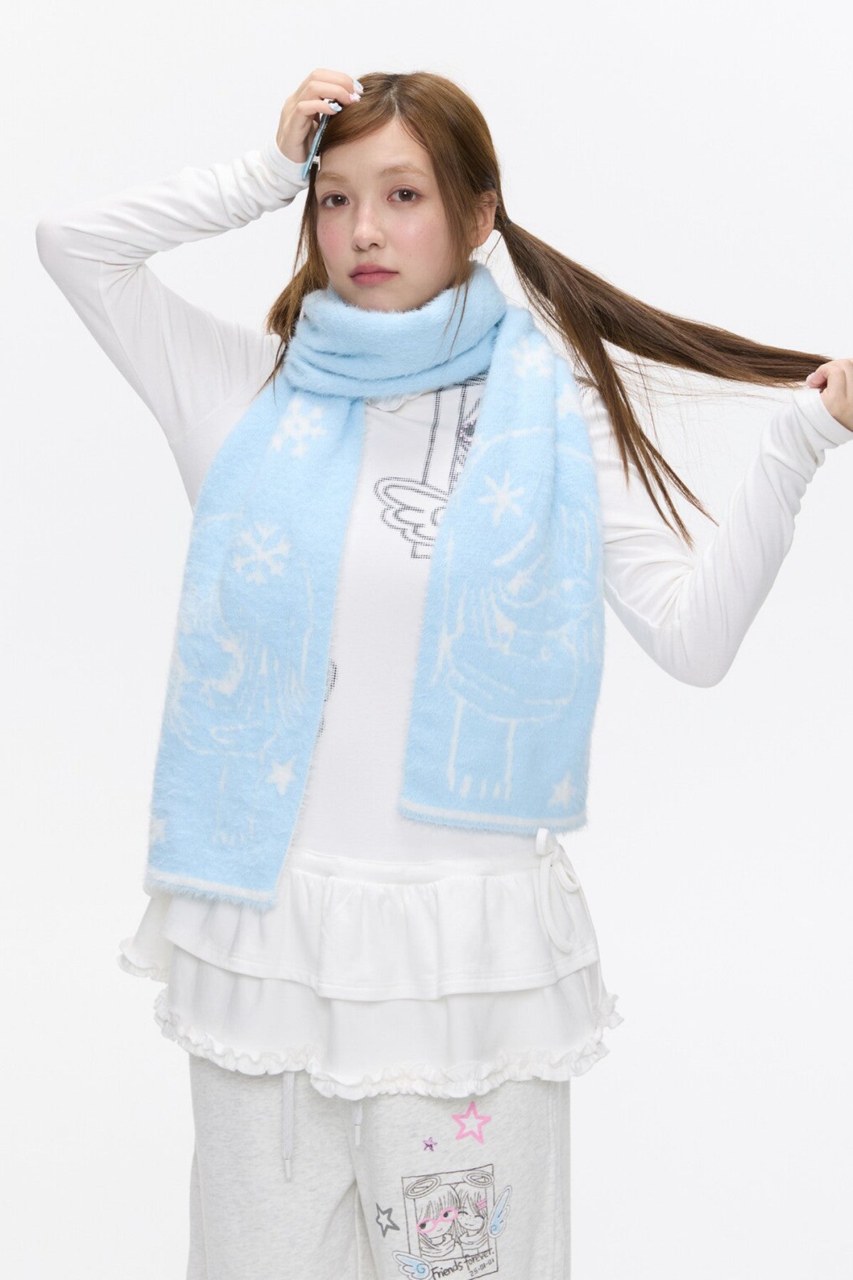 Double-Sided Knitted Illustration Scarf