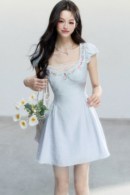 Summer Lace Embroidered Short Dress