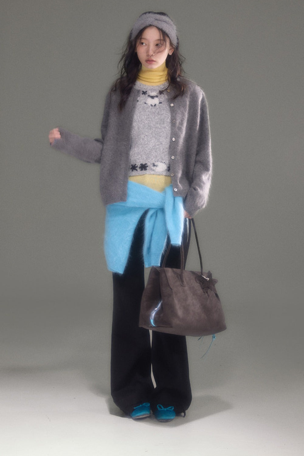 High-Waisted Fleece-Lined Flared Raw Hem Slit Jeans