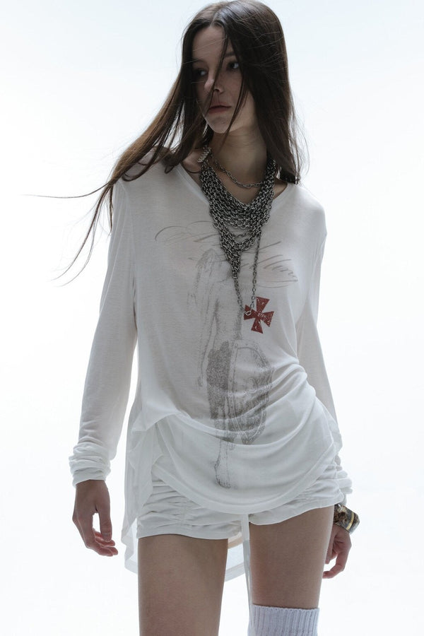Punk Asymmetrical Long Sleeve Tee
