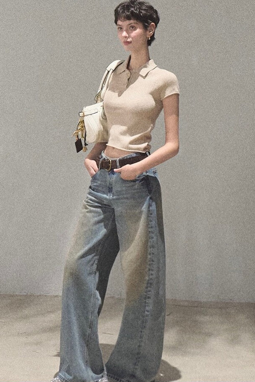 Vintage Hand-Painted Wide Leg Jeans Set