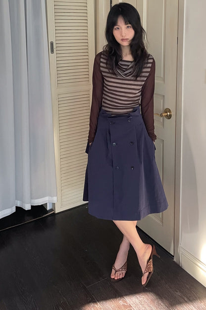Detachable Double-Breasted A-Line Skirt