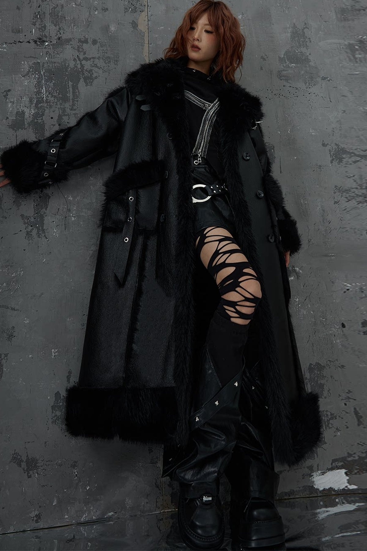 Dark Punk Heavy Industry Faux Fur Coat