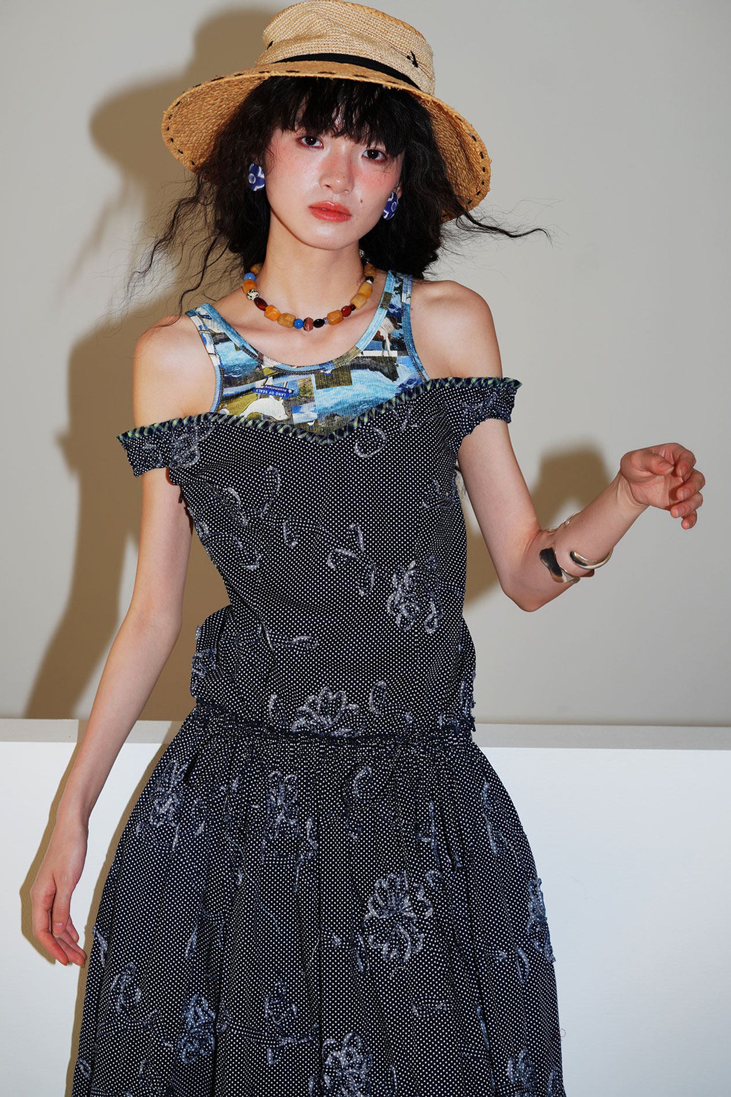 Vacation Polka Dot Embroidered Dress