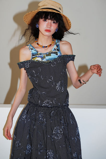 Vacation Polka Dot Embroidered Dress