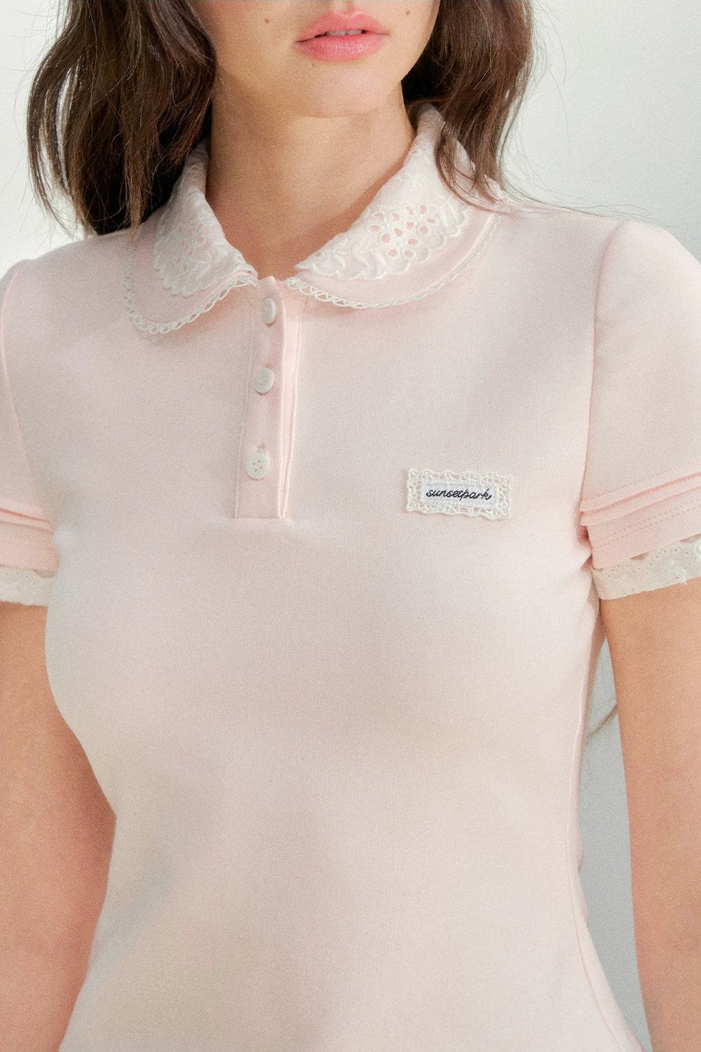 Embroidered Pink Polo Blouse