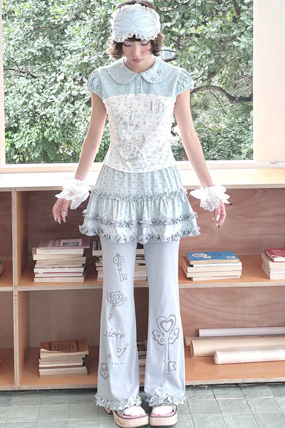 Pantaloni svasati in pizzo stile dreamcore