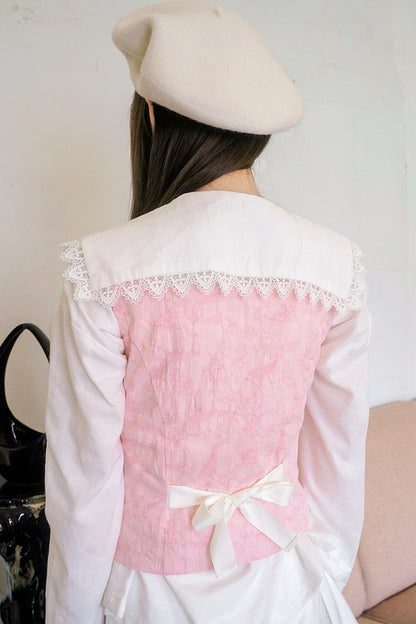 Butterfly Buckle Jacquard Cotton Vest