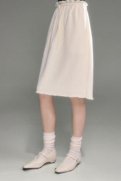 Moonlight Waterfall Long-Sleeve Ribbon Top and Skirt Set-Up