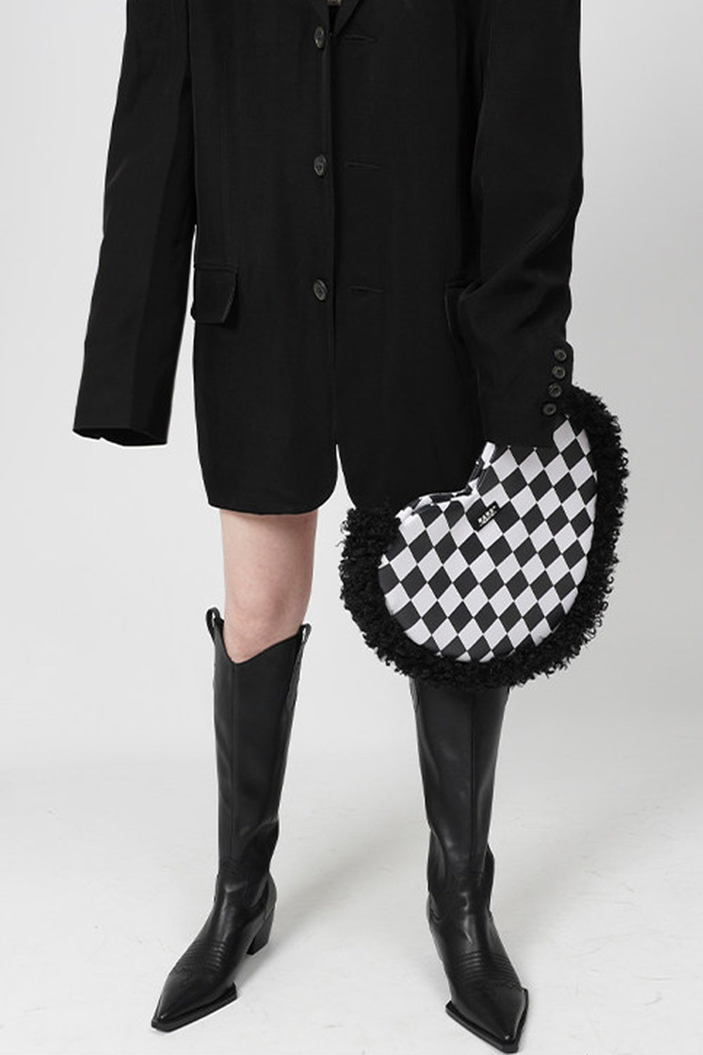 Sac bandoulière sous le bras tissé moelleux en forme de cœur