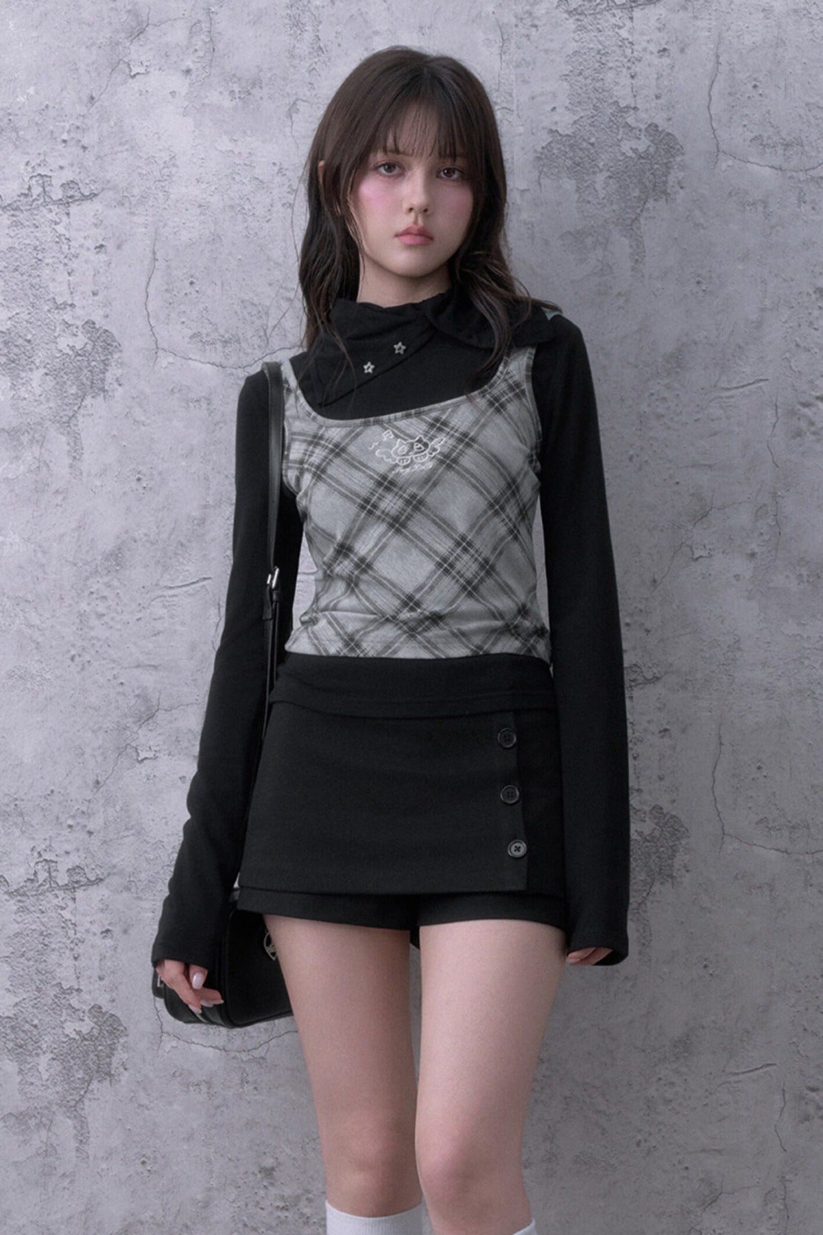 Brushed Button A-Line Skirt