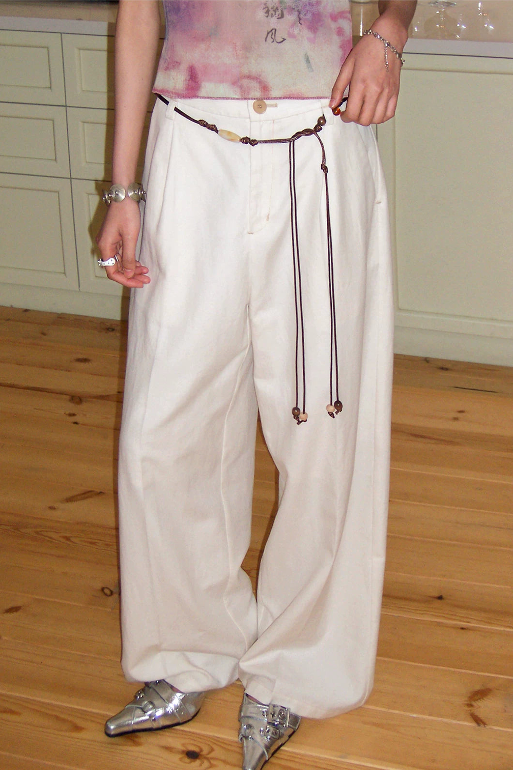 Lyocell Linen Beaded Pants