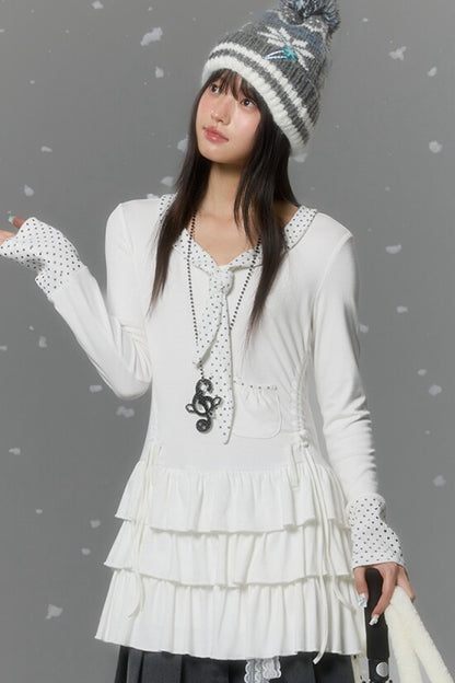 Tie Star Dot Multi-Layered Dress