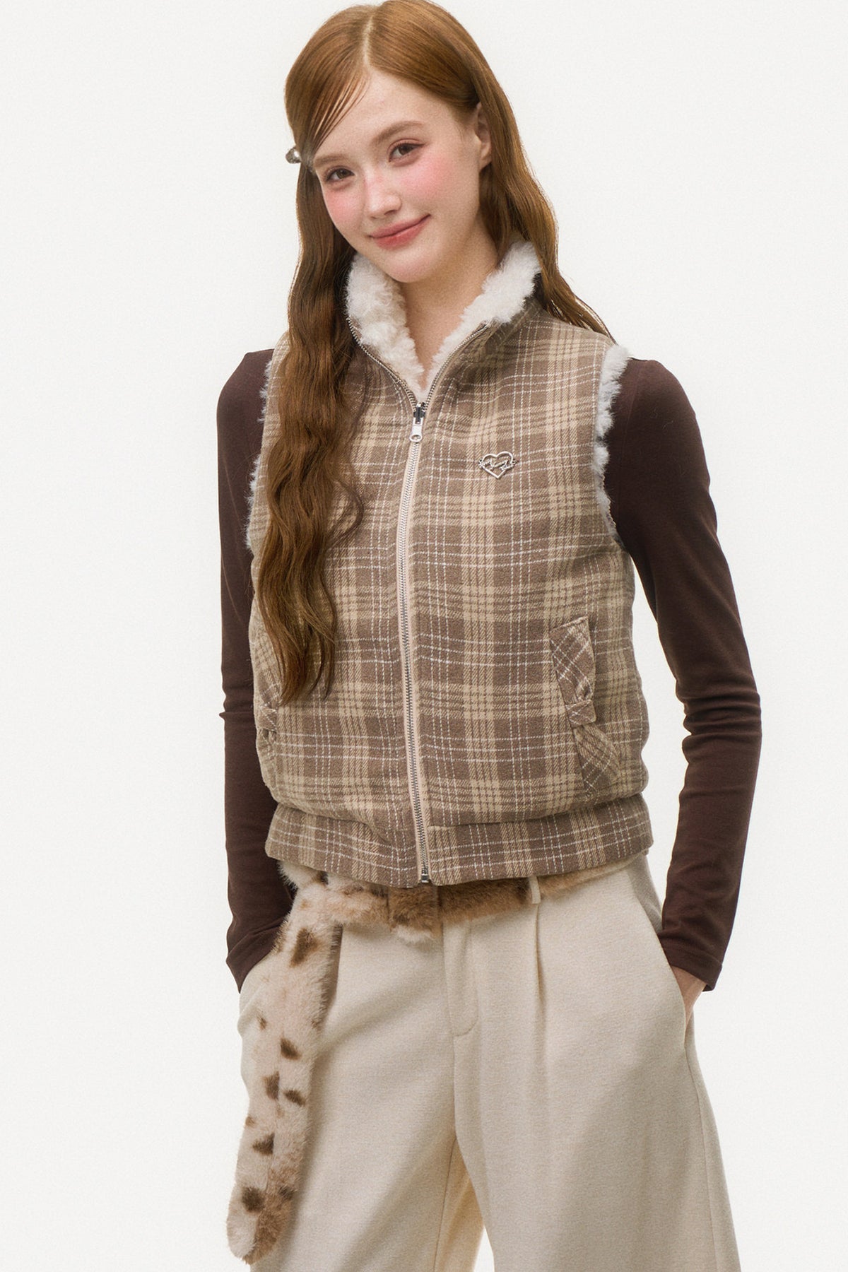 Reversible Plaid Sherpa Vest