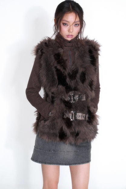 Plüschjacke mit Stehkragen und zwei Schnallen