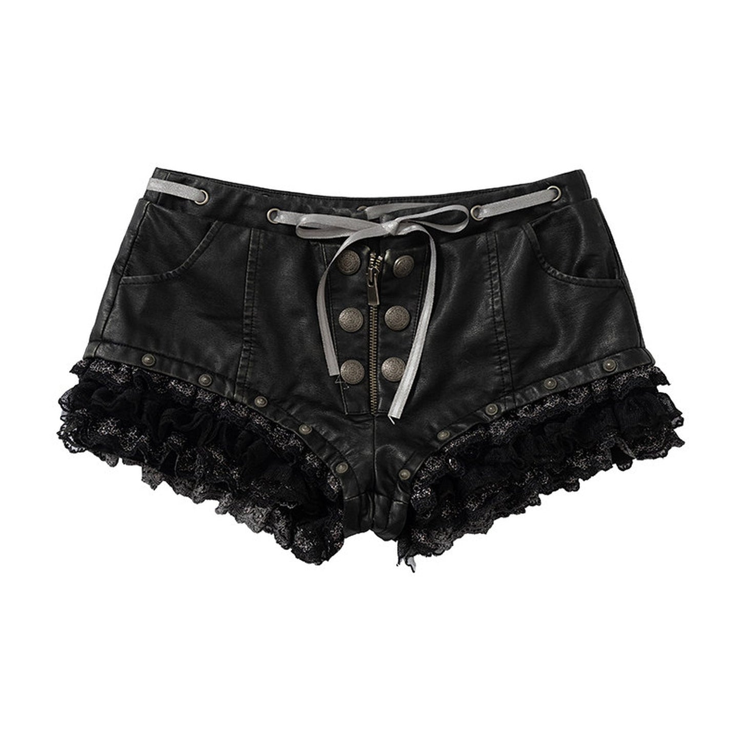 Punk Lace Leather Shorts