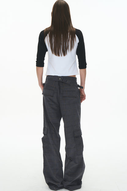 Exitmode Retro Two-Tone Plaid Cargo Pants