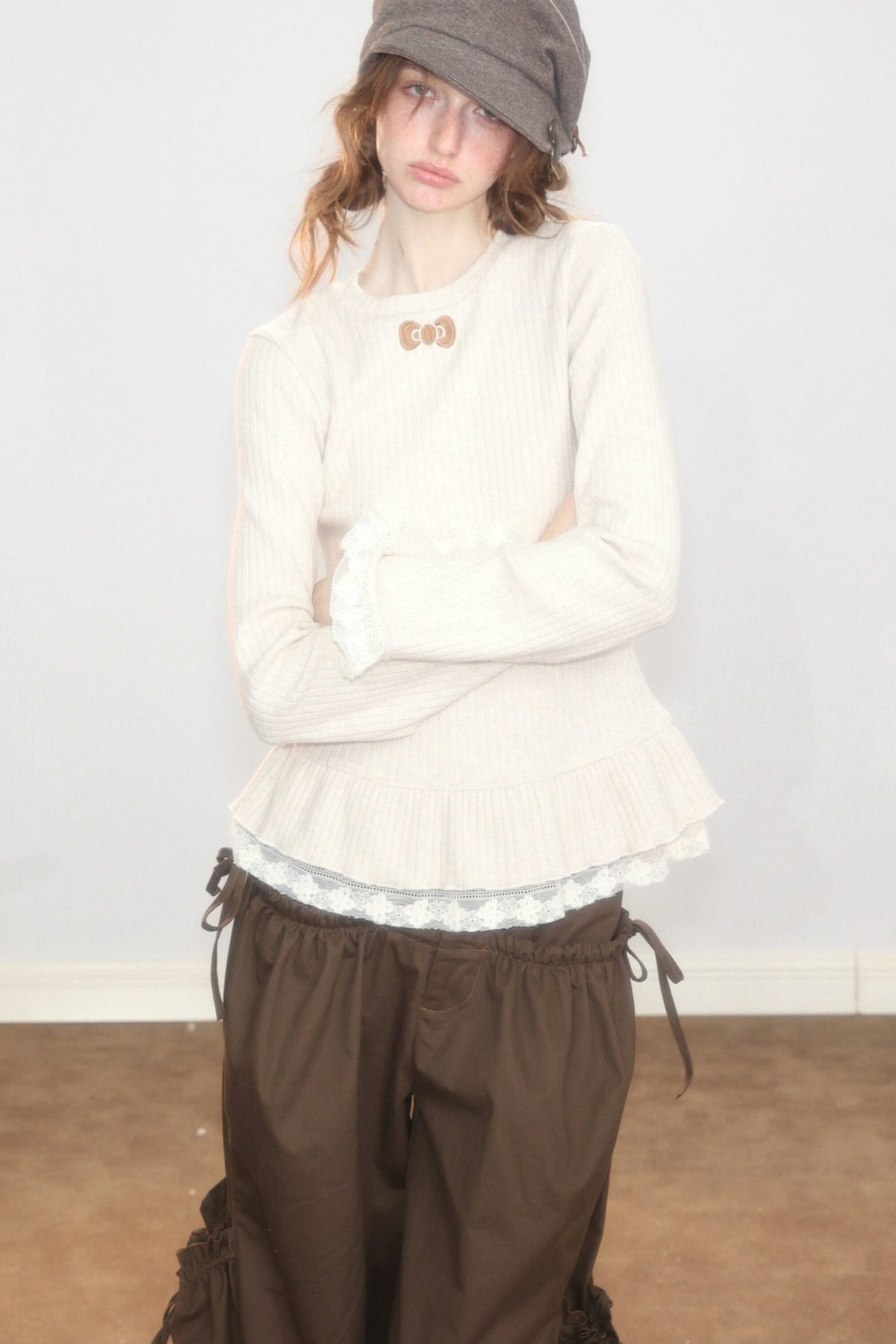 Apricot Butterfly Knit Sweater