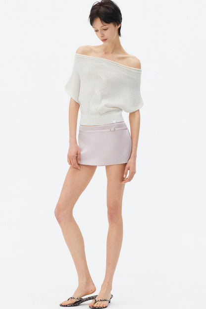 Satin Metallic Lace-Up Skirt