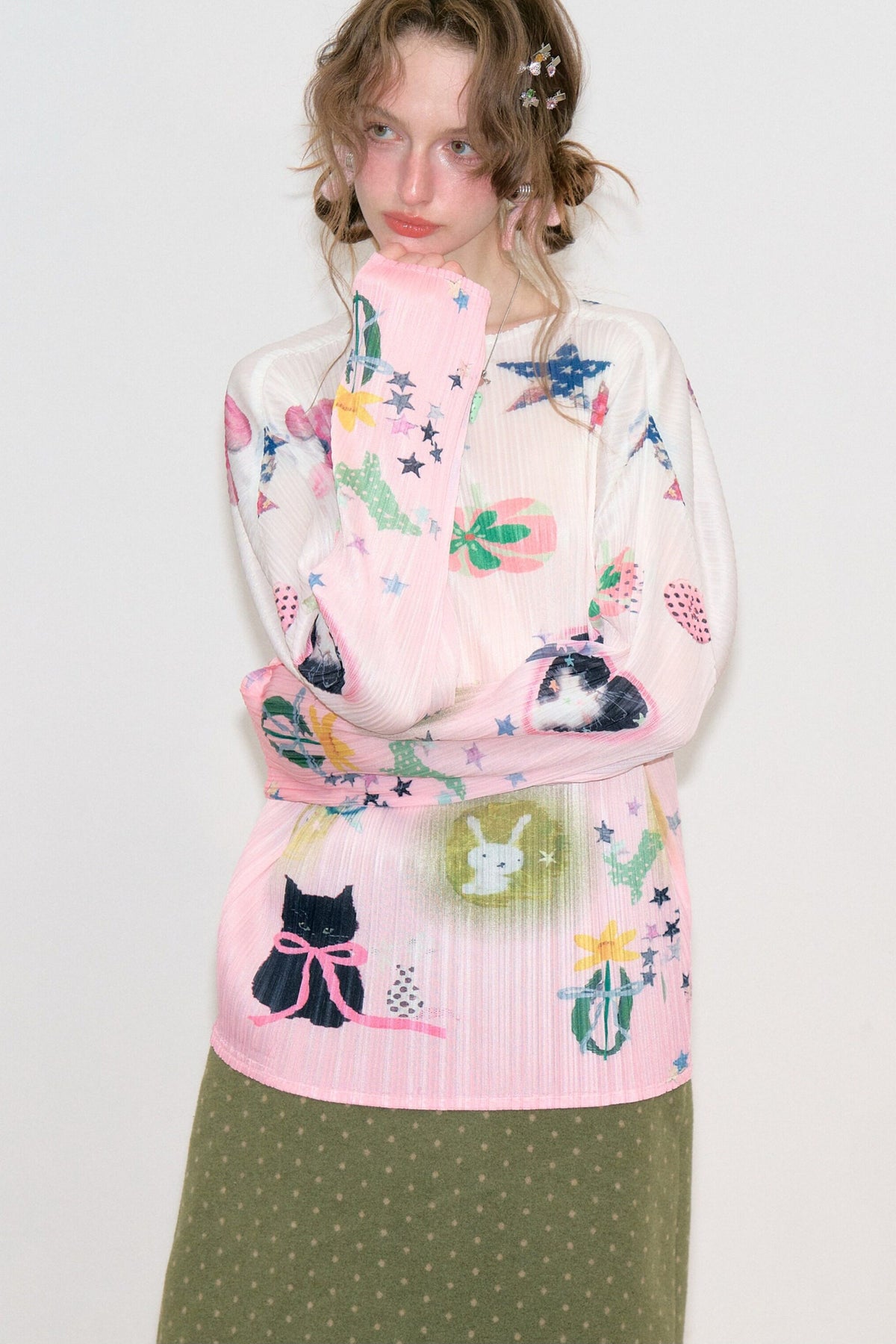Pink Playful Print Long Sleeve T-Shirt