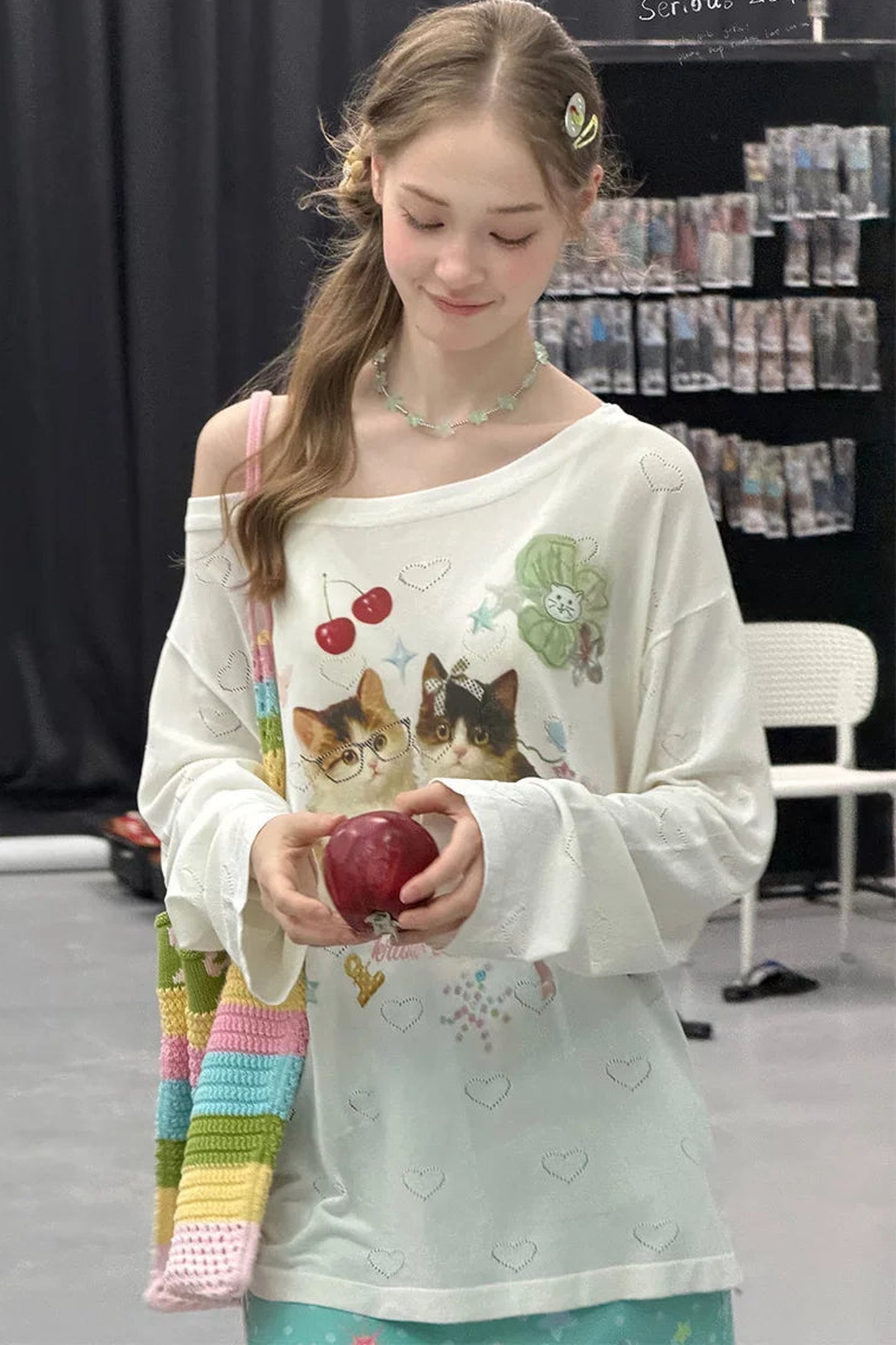 Cat Island Heart Cut-Out Blouse