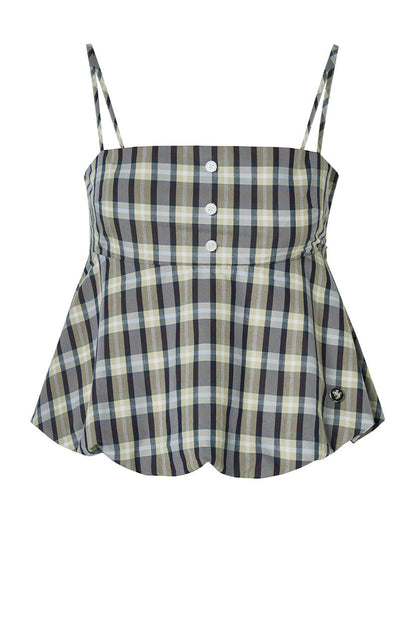Retro Plaid Peplum Camisole