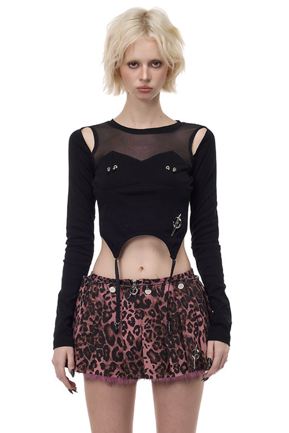 Pink Leopard Print Furry Skirt