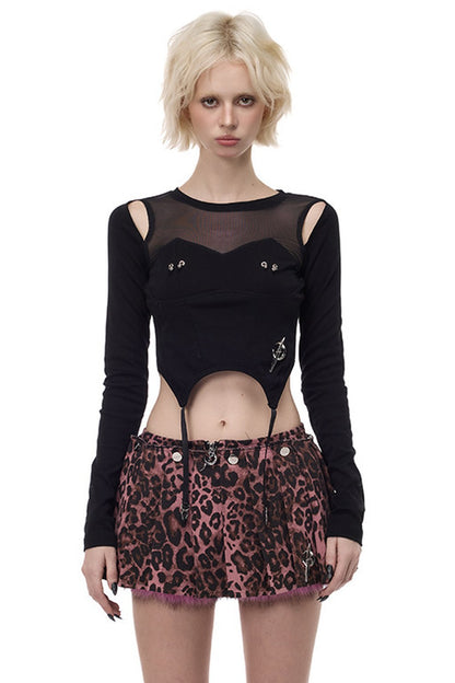 Pink Leopard Print Furry Skirt