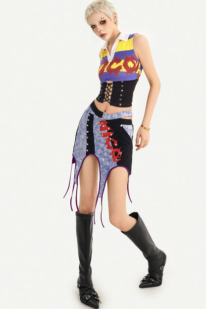 Y2K Jersey Collar Corset Tank Top