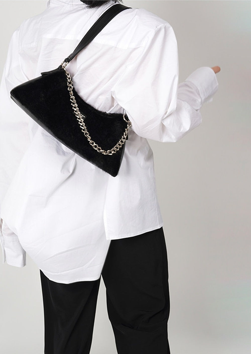 Solid Color Fur Underarm Crossbody Shoulder Bag