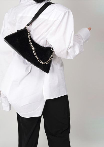 Solid Color Fur Underarm Crossbody Shoulder Bag