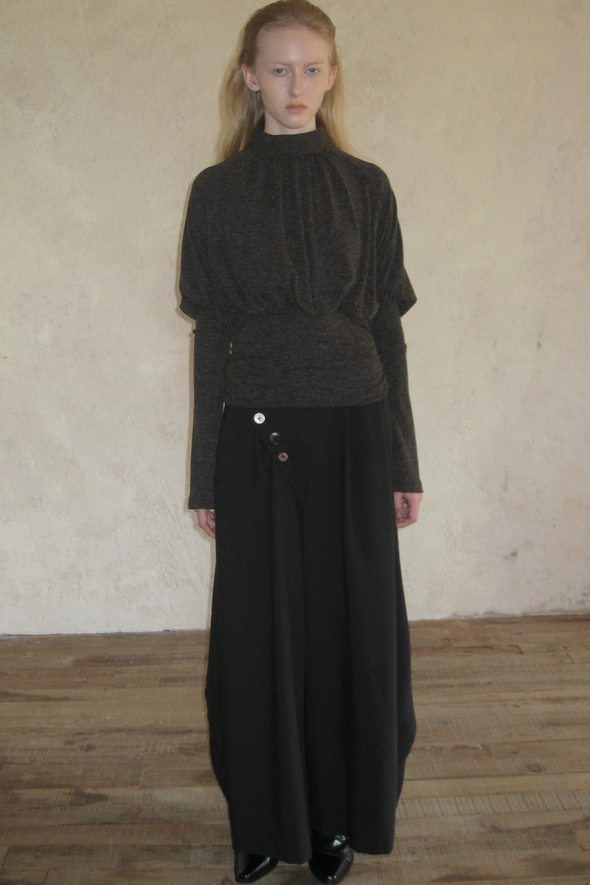 Asymmetrical Button Wide-Leg Pants