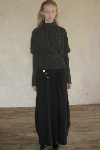 Asymmetrical Button Wide-Leg Pants