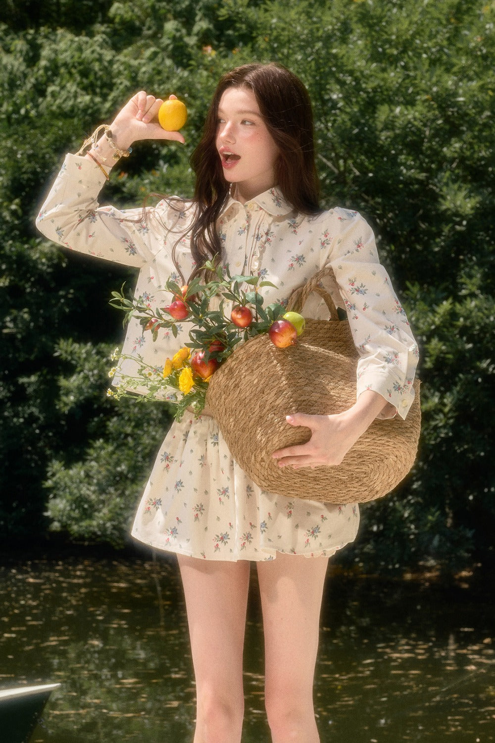 Floral Print Shirt and Culottes Set-Up