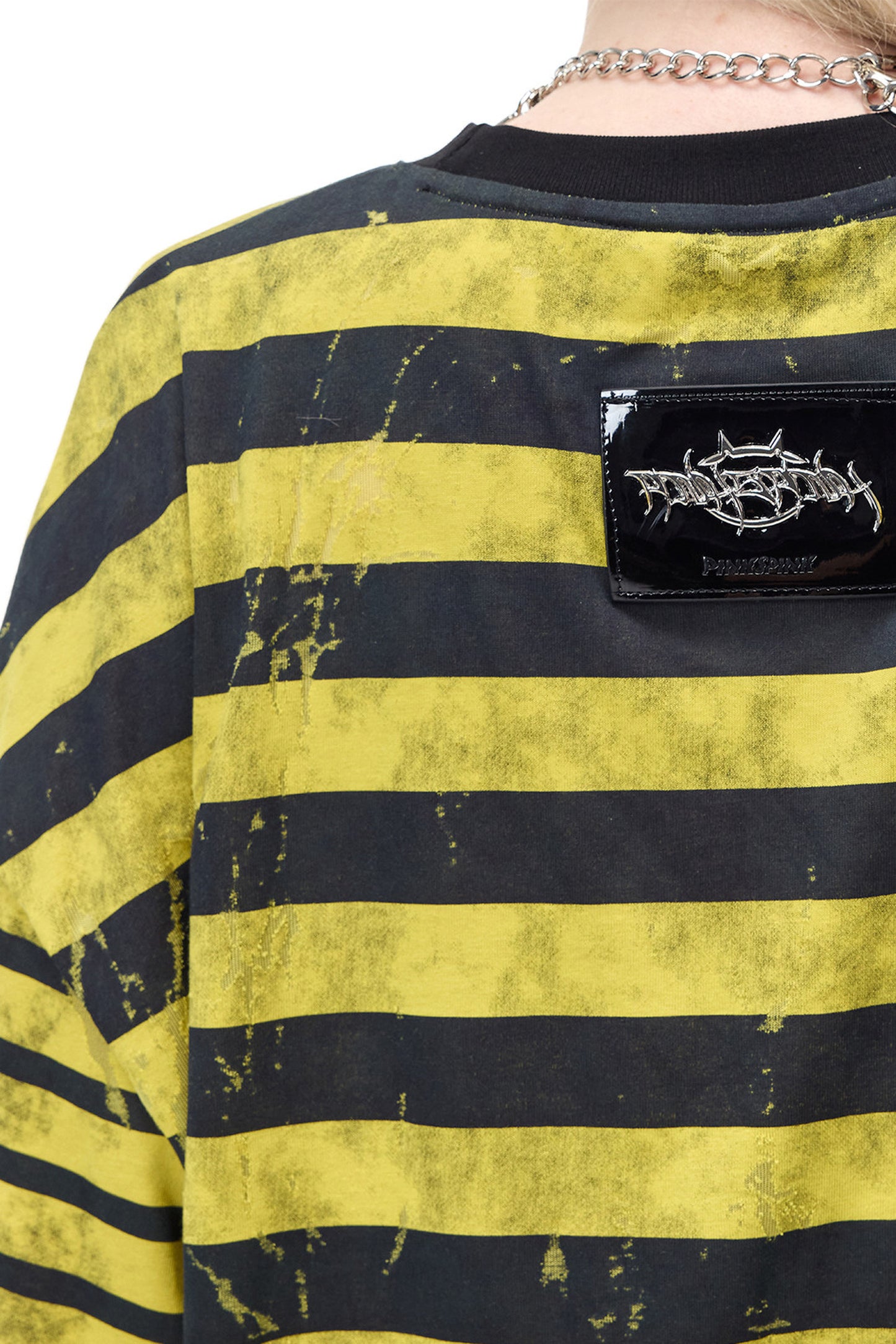 Punk Burnt Floral Cut-Out Striped Raglan Blouse