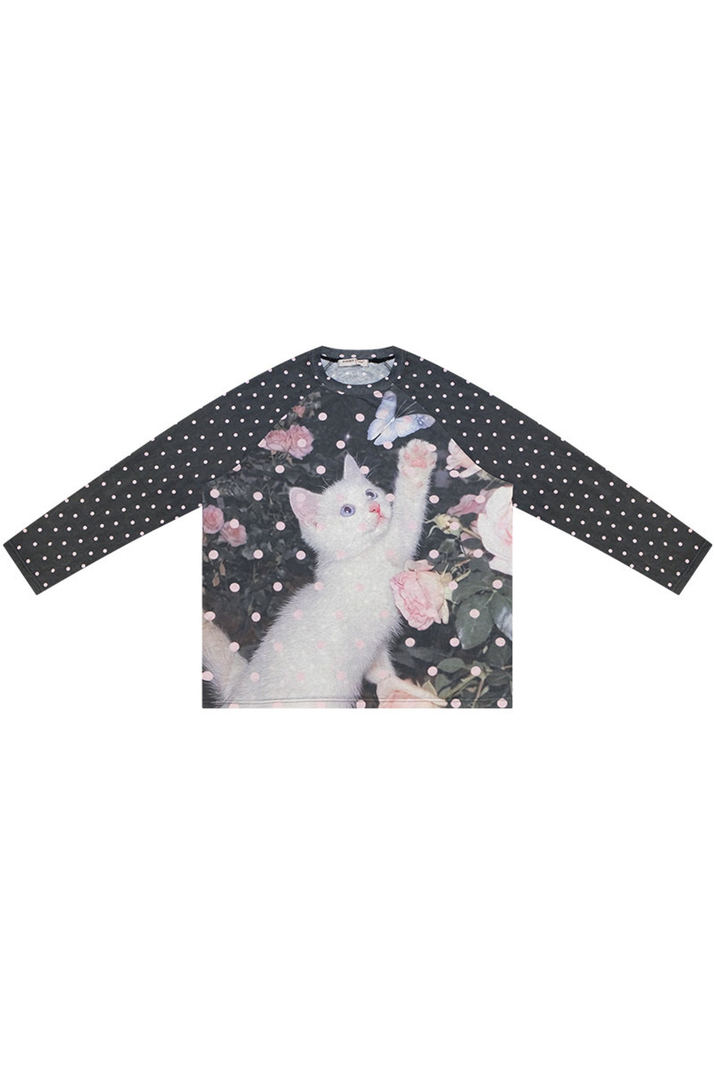 Blouse à imprimé chat et pois