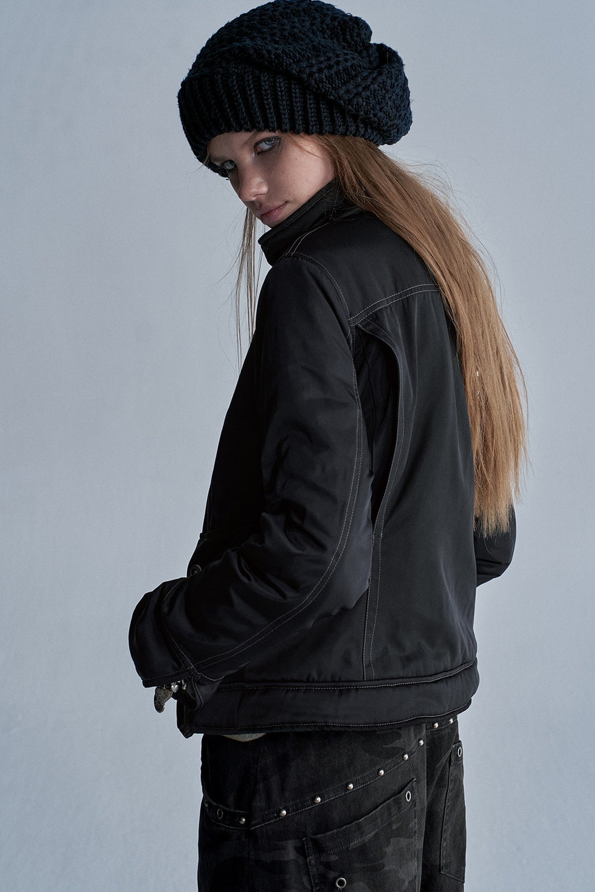 Zipper Quilted Nylon Jacket