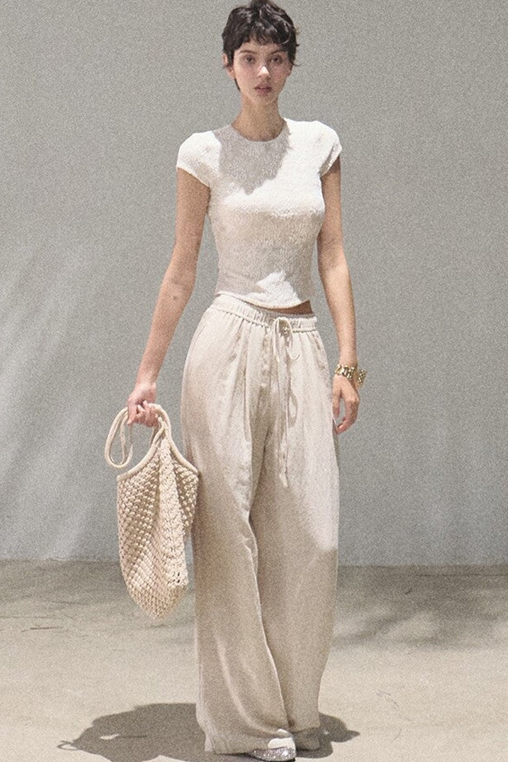 Lace Splice Short Sleeve Top