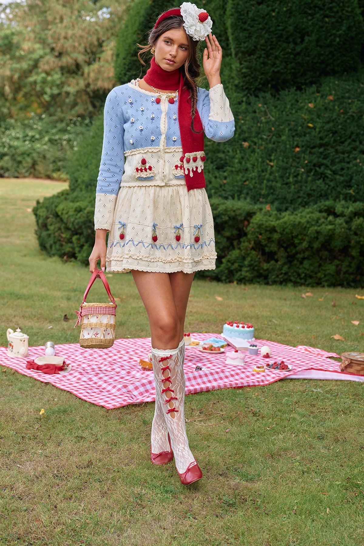 Christmas Berry Knitted Cardigan and Dress Set-Up