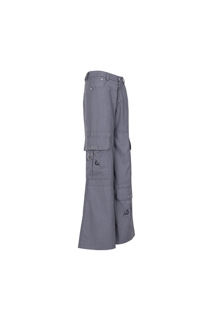 3D Multi-Pocket Wide Pants